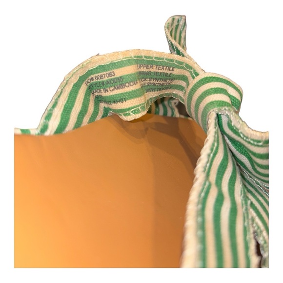 J. Crew Green and White Striped Canvas Knotted Bow Slip On Sandals Size 8 BB1 - Picture 6 of 8